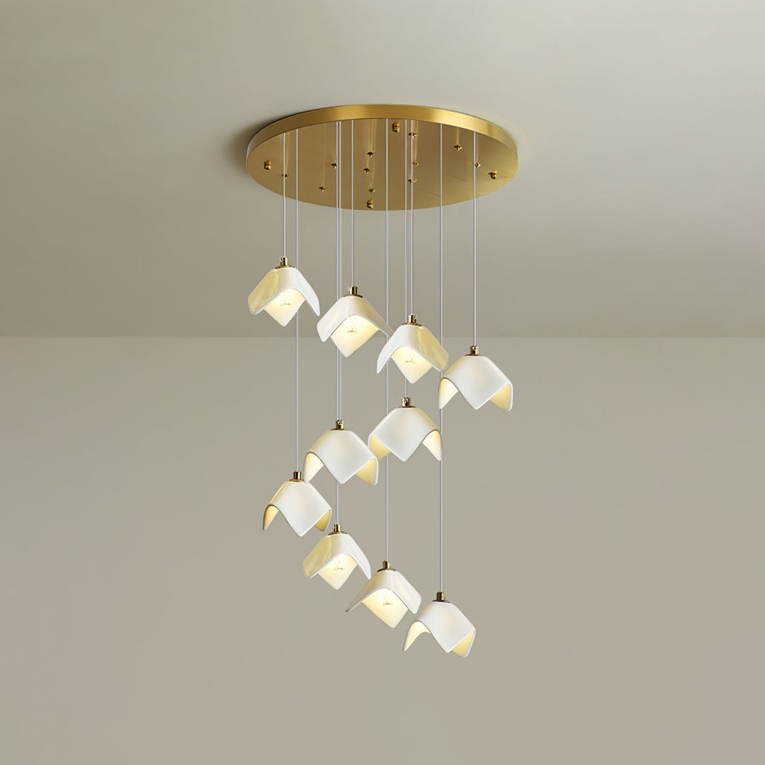 Cithayra Chandelier Géométrique en Verre et Laiton - Neutralighting