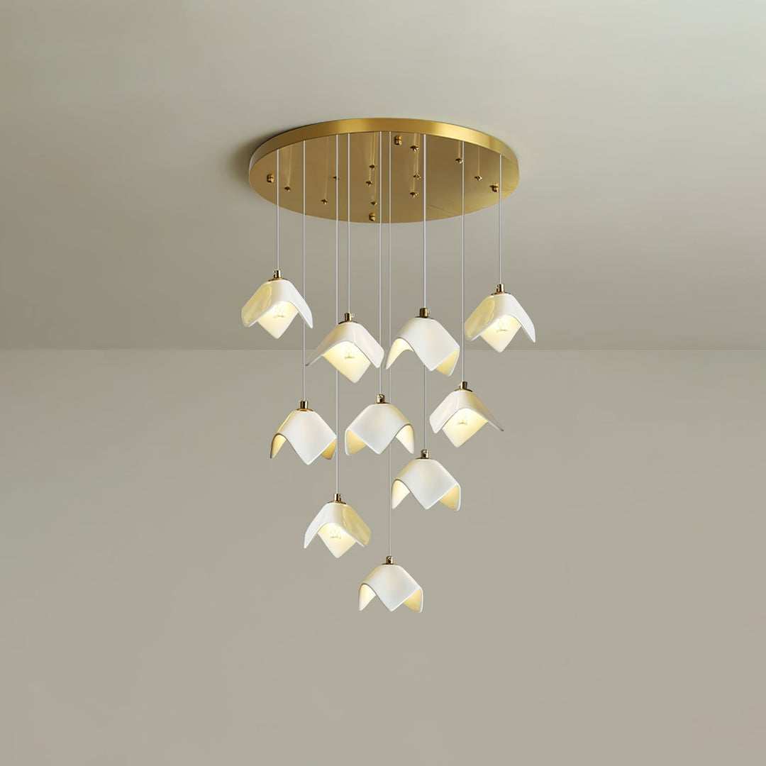 Cithayra Chandelier Géométrique en Verre et Laiton - Neutralighting