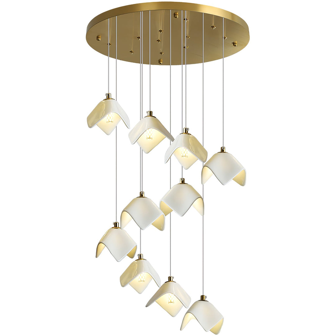 Cithayra Chandelier Géométrique en Verre et Laiton - Neutralighting