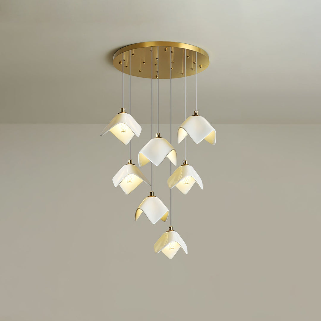 Cithayra Chandelier Géométrique en Verre et Laiton - Neutralighting