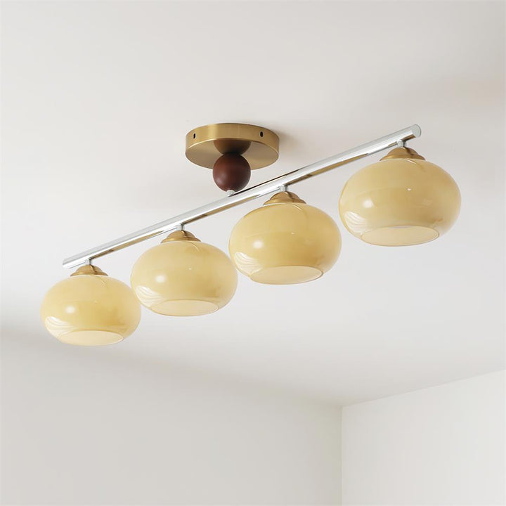 Aubrelle Plafonnier Globe 4 Lumières Verre Ambre - Neutralighting