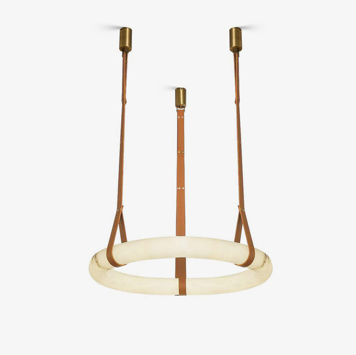 Suspension Alabaster Ring Triple lanières en cuir Nordic Luxe - Neutralighting
