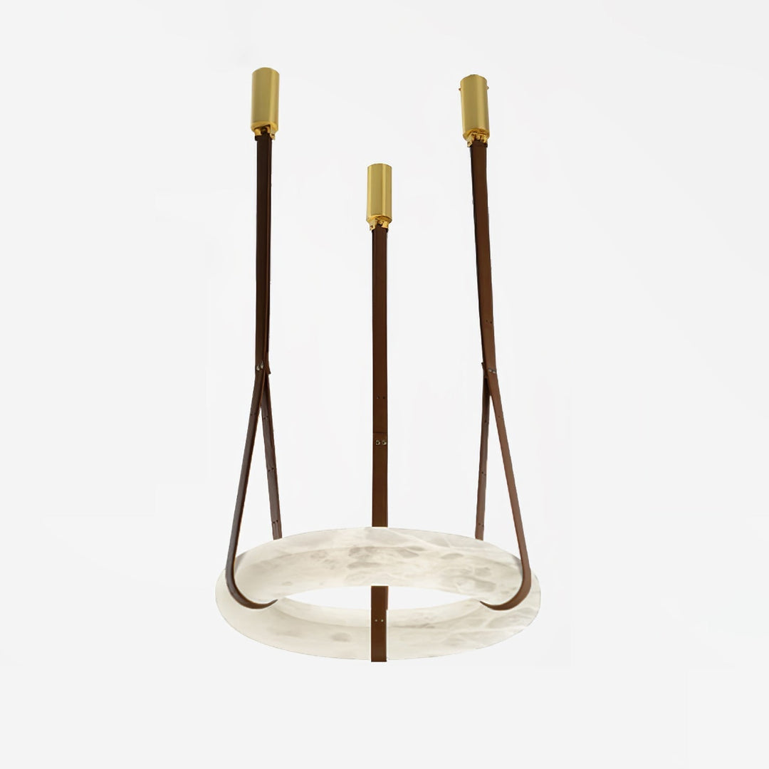 Suspension Alabaster Ring Triple lanières en cuir Nordic Luxe - Neutralighting