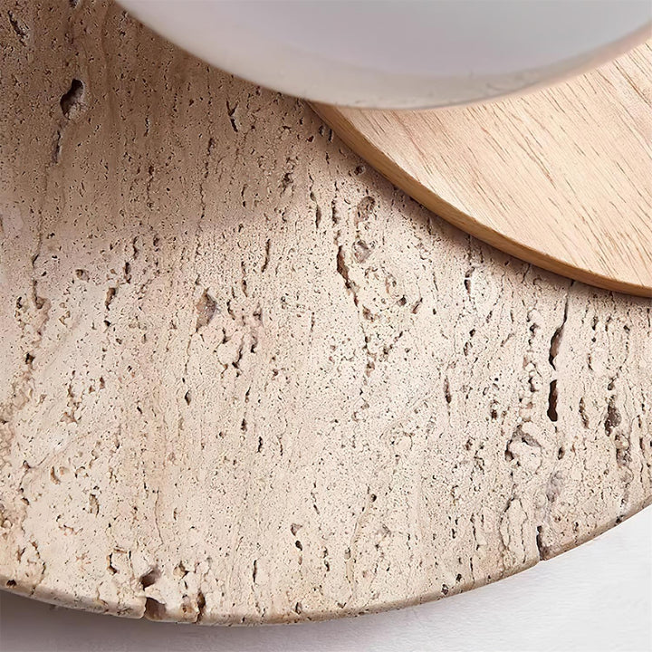 Virelli Applique Murale Disques Superposés en Travertin Bois de Noyer Scandinave - Neutralighting