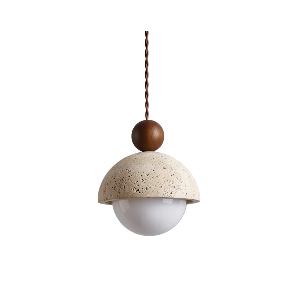 Vaire Suspension en Verre avec Dôme en Travertin - Neutralighting