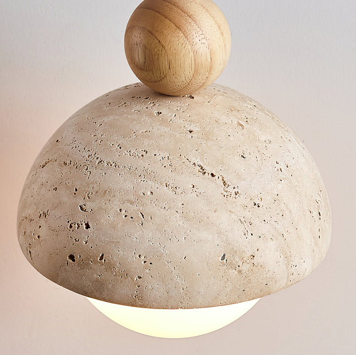 Vaire Suspension en Verre avec Dôme en Travertin - Neutralighting