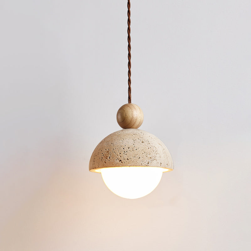 Vaire Suspension en Verre avec Dôme en Travertin - Neutralighting