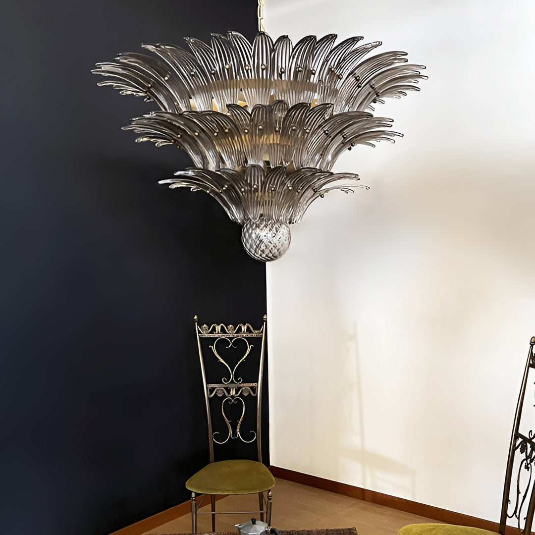 Aurora Chandelier en Verre de Murano Feuille de Palmier - Neutralighting