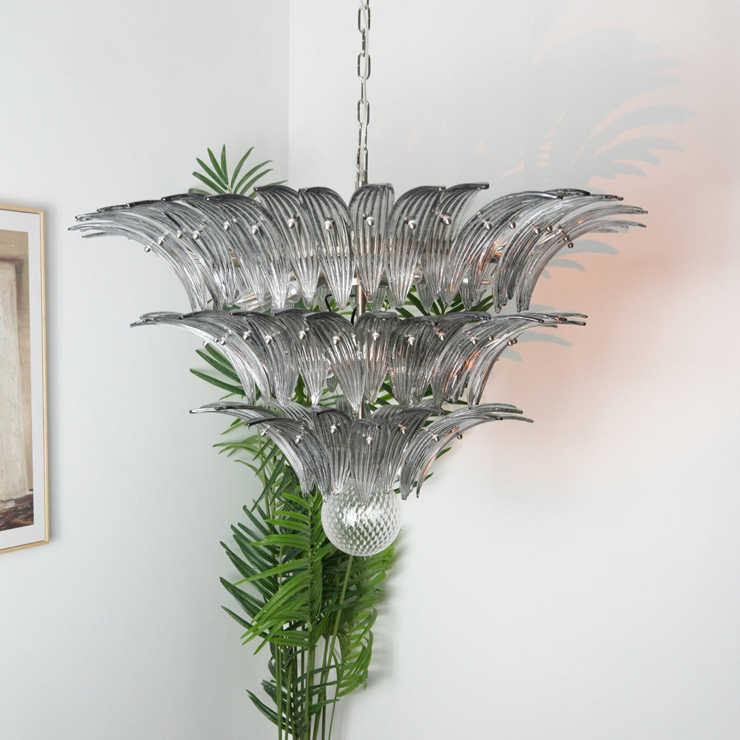 Aurora Chandelier en Verre de Murano Feuille de Palmier - Neutralighting