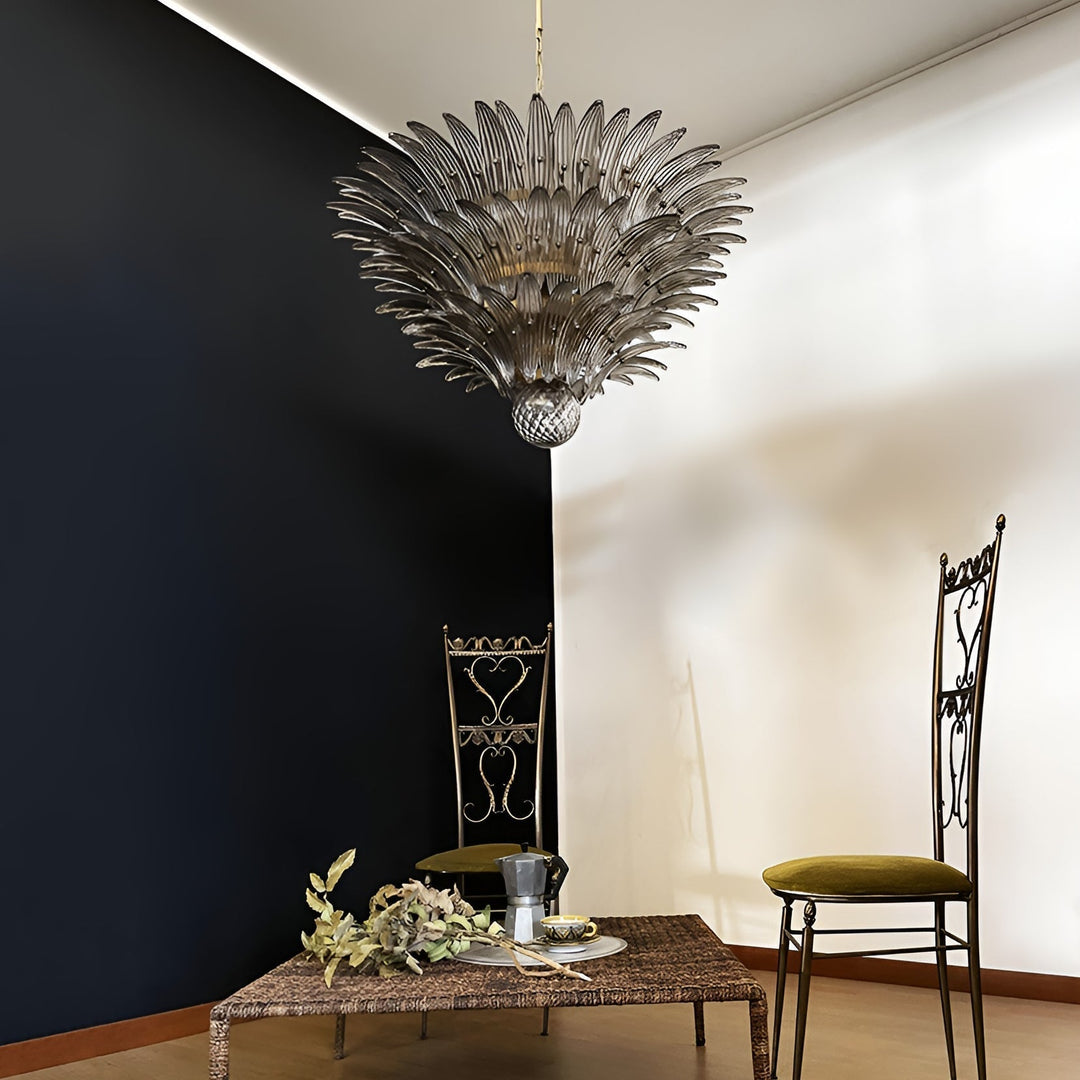 Aurora Chandelier en Verre de Murano Feuille de Palmier - Neutralighting