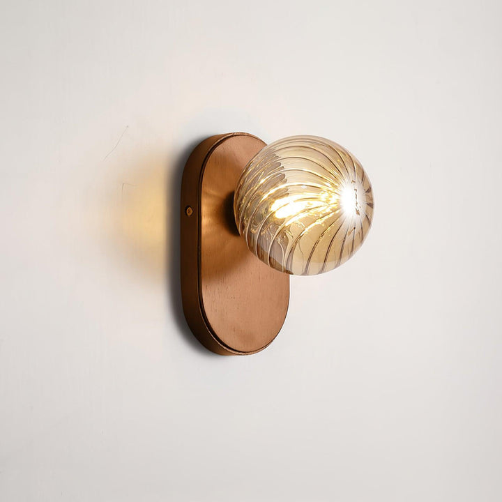 Applique Murale Bois Corps Ambre Verre Côtes Globe Moderne Accent - Neutralighting