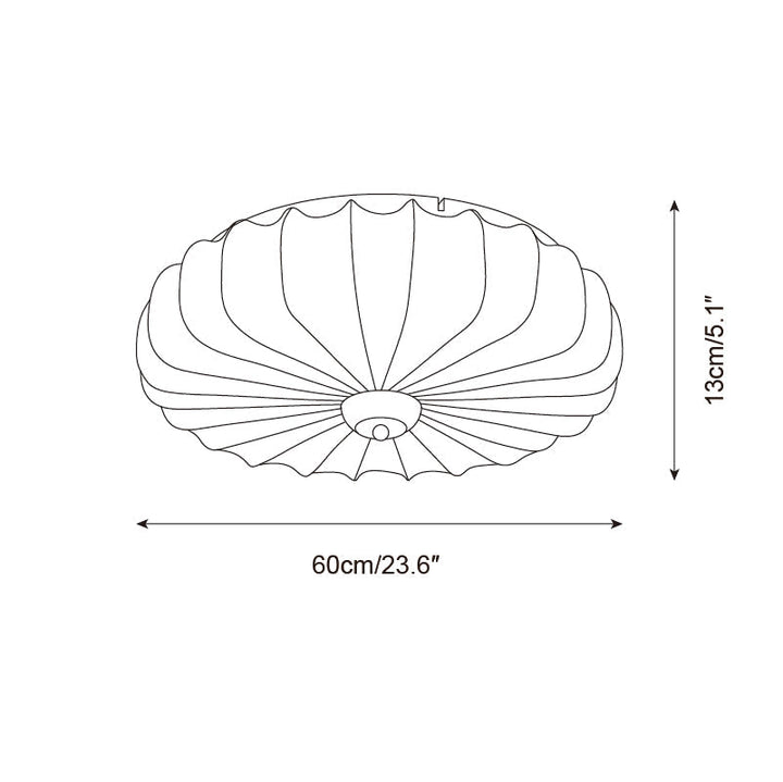 Plafonnier Tissu Ombre Plissé Lotus Forme Bois Baldaquin - Neutralighting