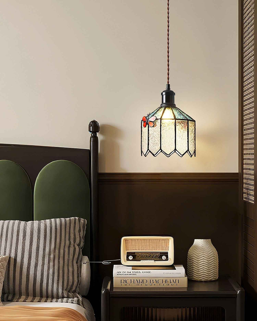 Tiffany Suspension Papillon Verre Vintage - Neutralighting