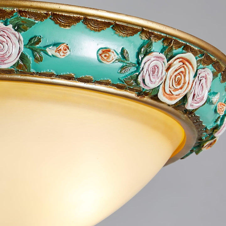 Viraearae Plafonnier en Résine et Verre Forme de Bol Pastoral - Neutralighting