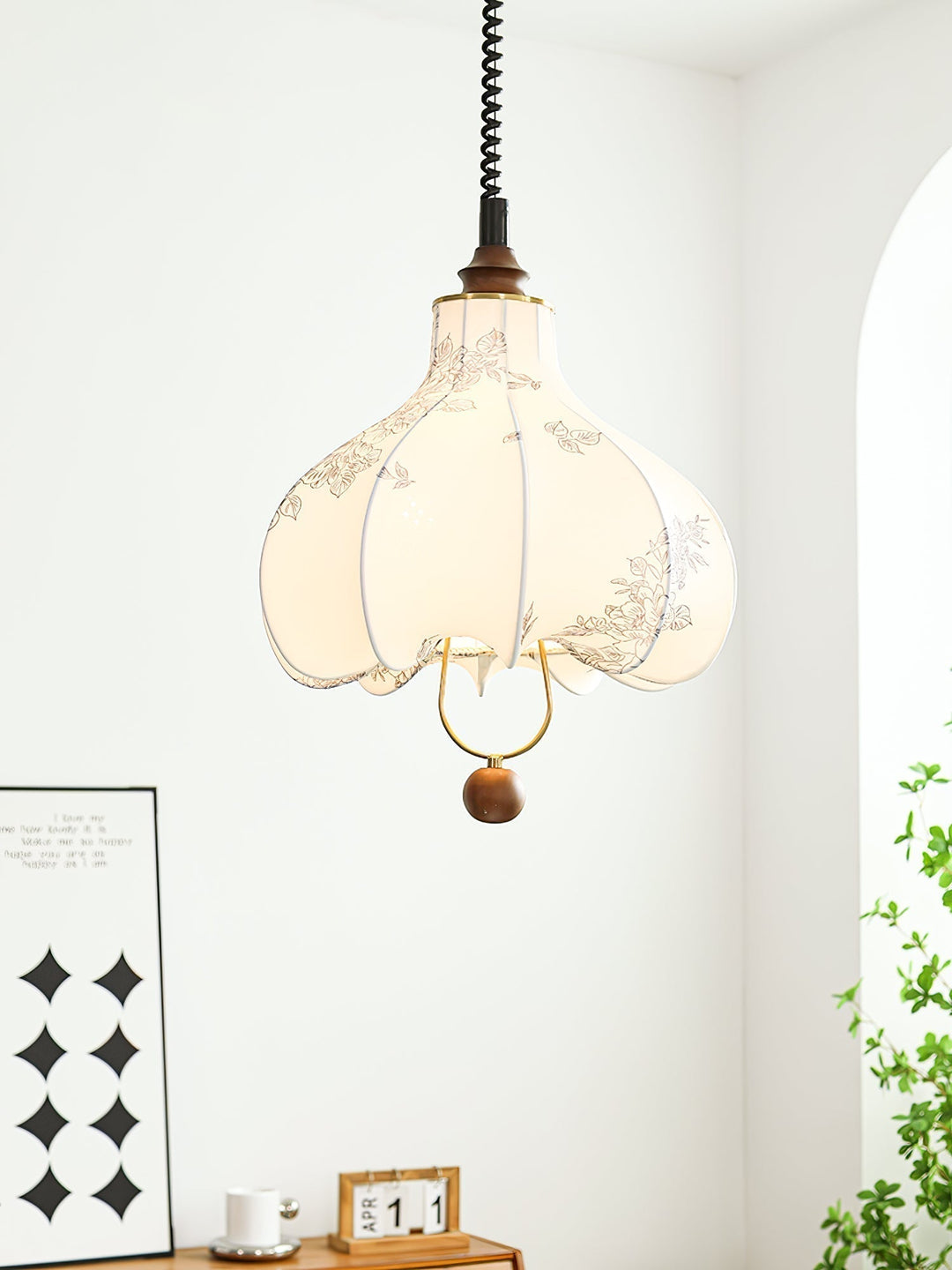 Lustra Lampe Pendante Lanterne en Tissu Poire pour Salon - Neutralighting