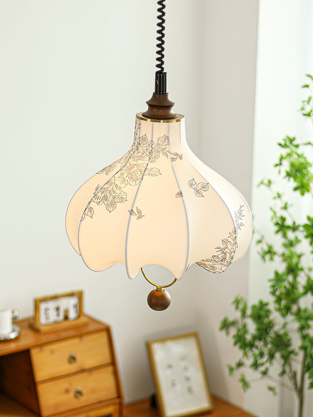 Lustra Lampe Pendante Lanterne en Tissu Poire pour Salon - Neutralighting