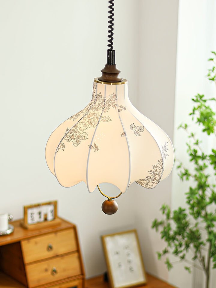 Lustra Lampe Pendante Lanterne en Tissu Poire pour Salon - Neutralighting