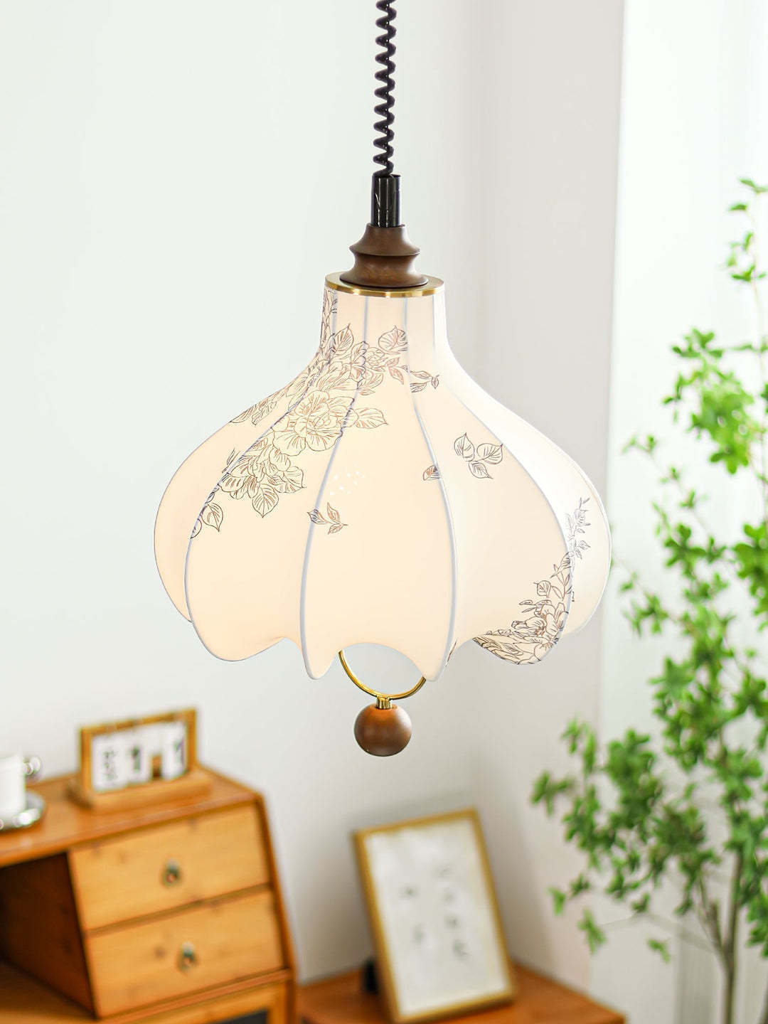 Lustra Lampe Pendante Lanterne en Tissu Poire pour Salon - Neutralighting