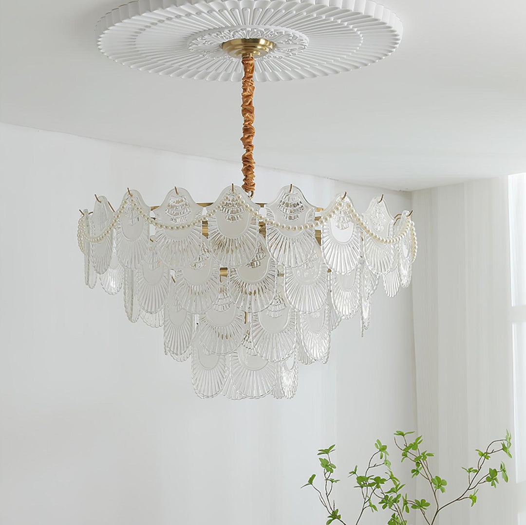 Lustra Chandelier Perle Verre Coquille - Neutralighting