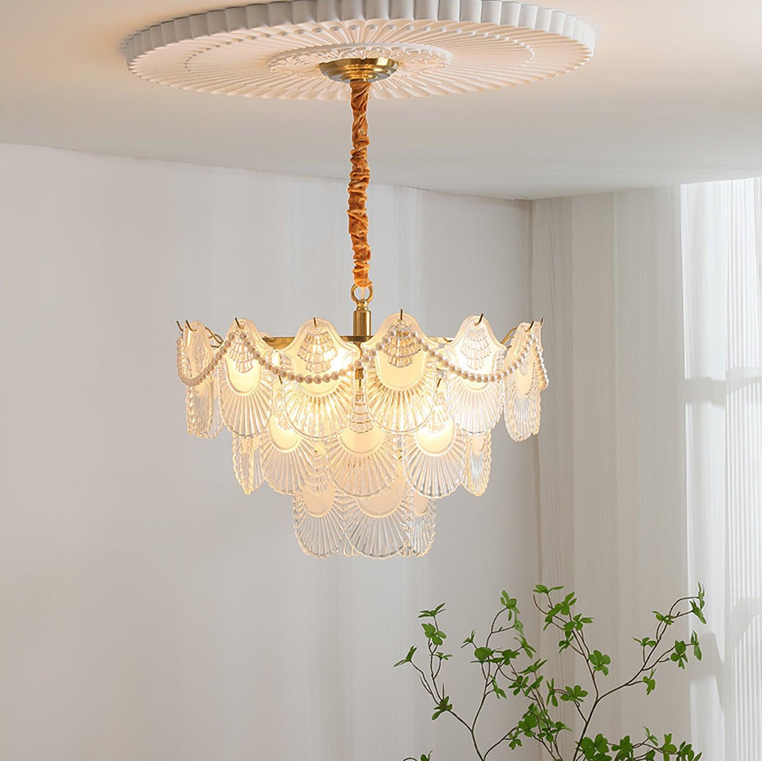 Lustra Chandelier Perle Verre Coquille - Neutralighting