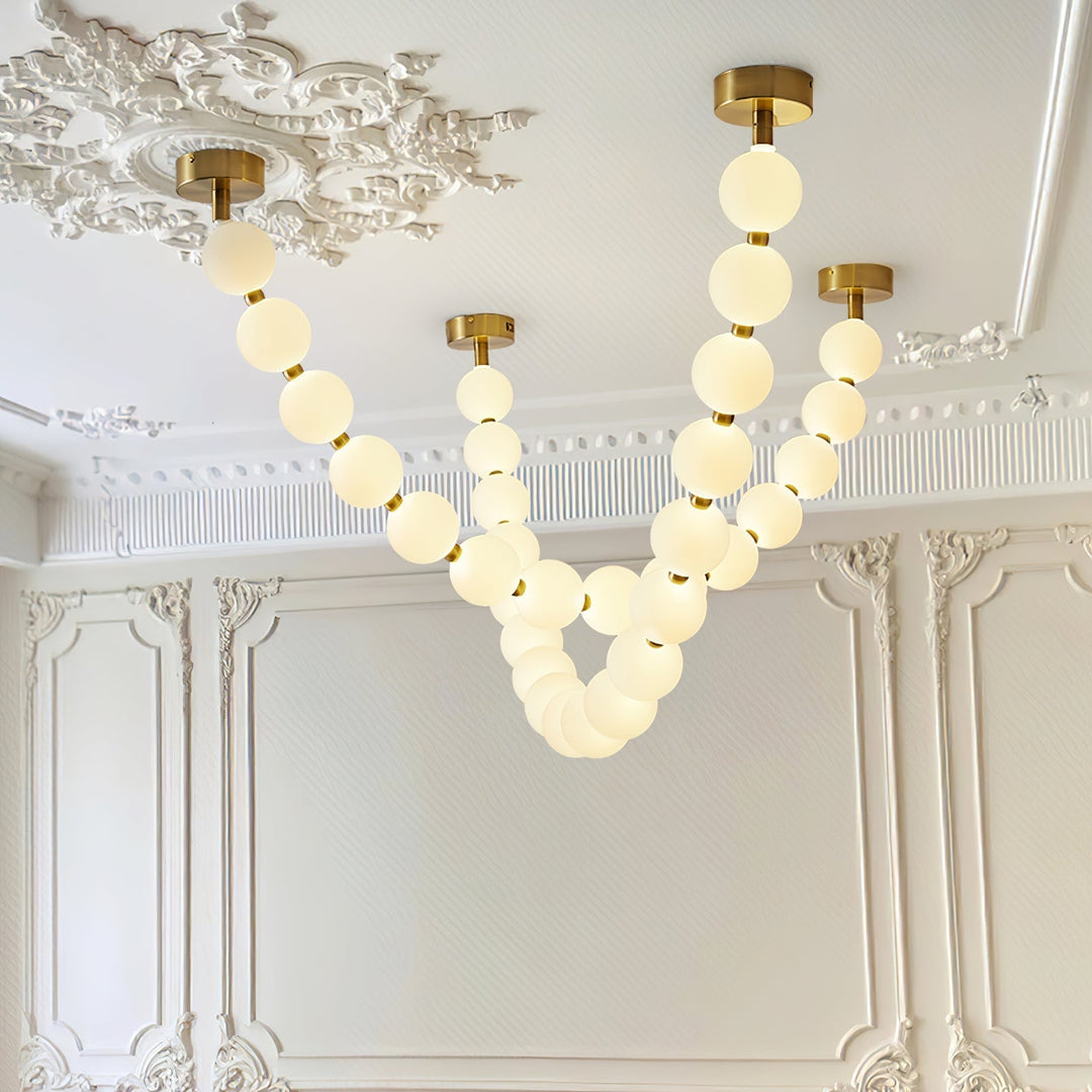 Vicariel Chandelier Perles Collier Boules en Verre - Neutralighting