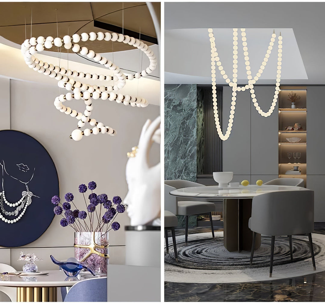Vicariel Chandelier Perles Collier Boules en Verre - Neutralighting