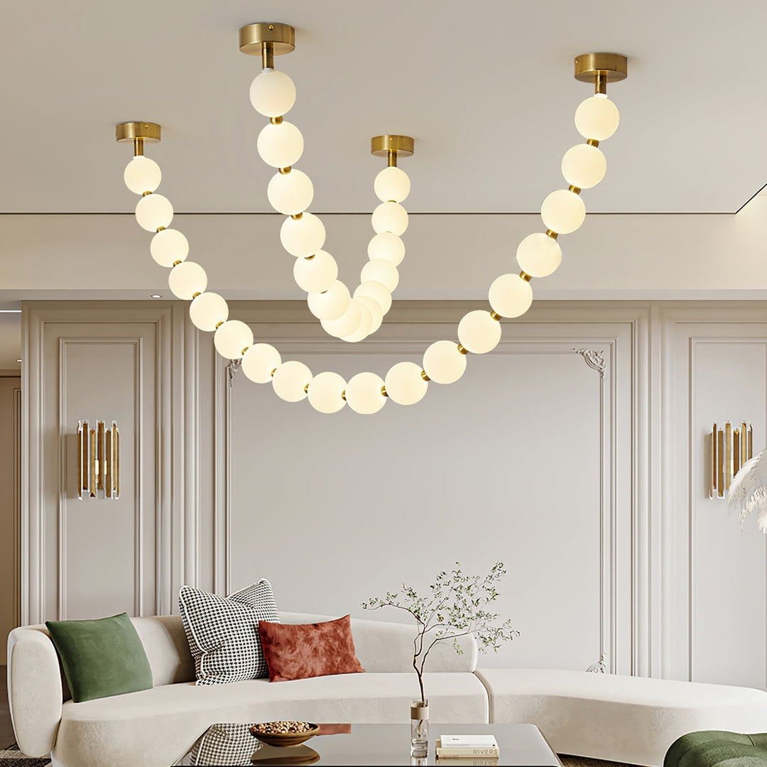 Vicariel Chandelier Perles Collier Boules en Verre - Neutralighting