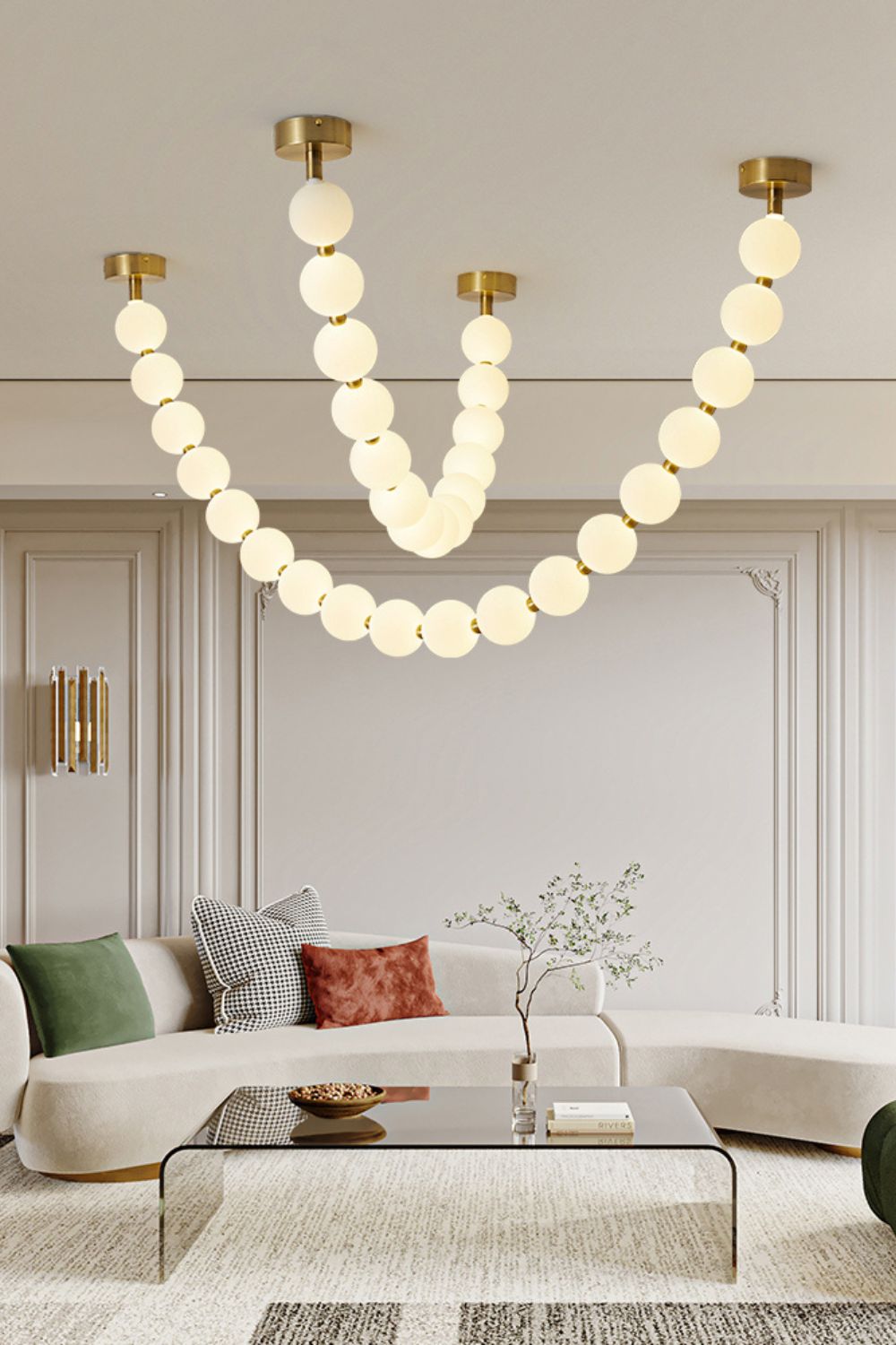 Vicariel Chandelier Perles Collier Boules en Verre - Neutralighting