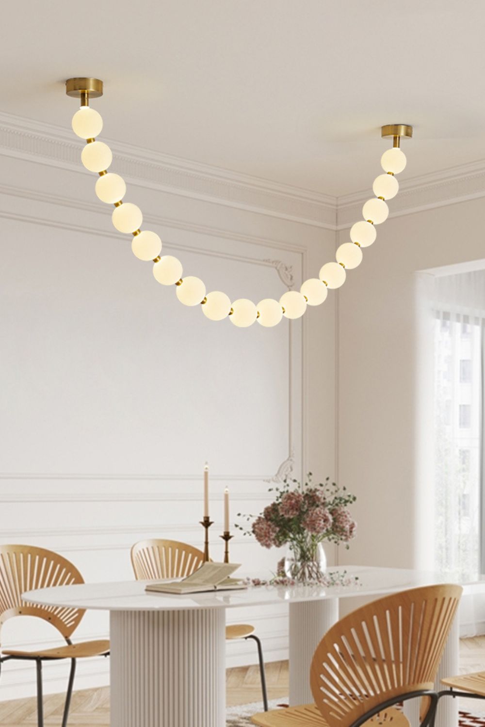 Vicariel Chandelier Perles Collier Boules en Verre - Neutralighting