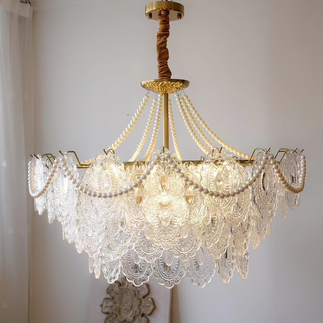 Lustra Chandelier en Perles et Verre Luxe - Neutralighting