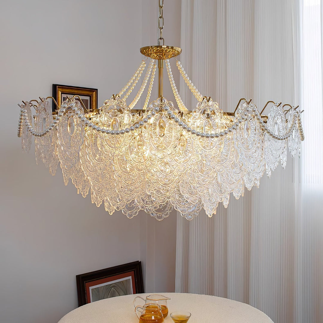 Lustra Chandelier en Perles et Verre Luxe - Neutralighting