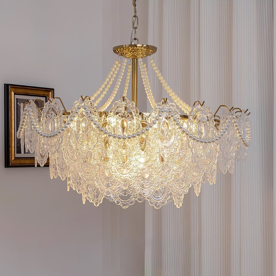 Lustra Chandelier en Perles et Verre Luxe - Neutralighting