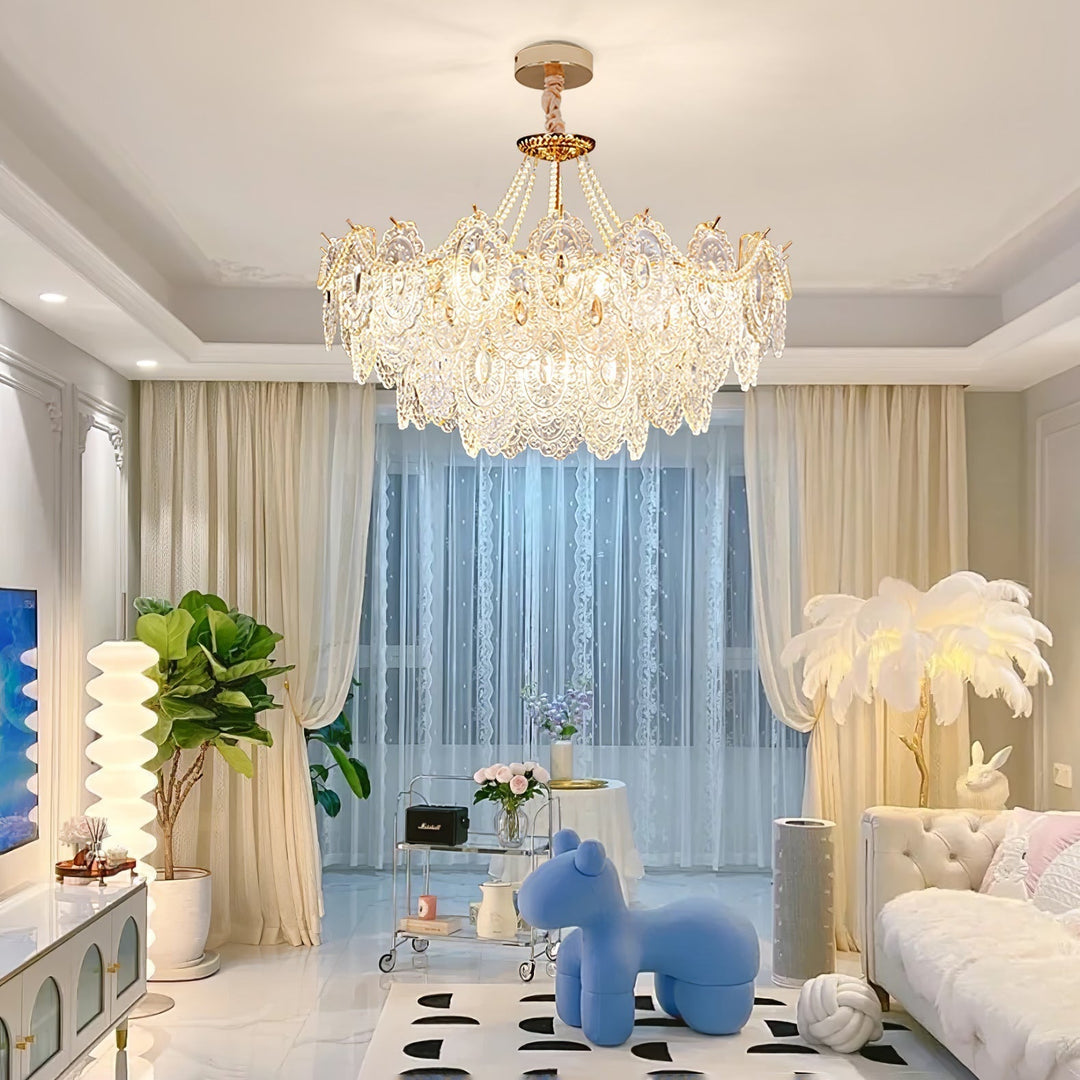 Lustra Chandelier en Perles et Verre Luxe - Neutralighting