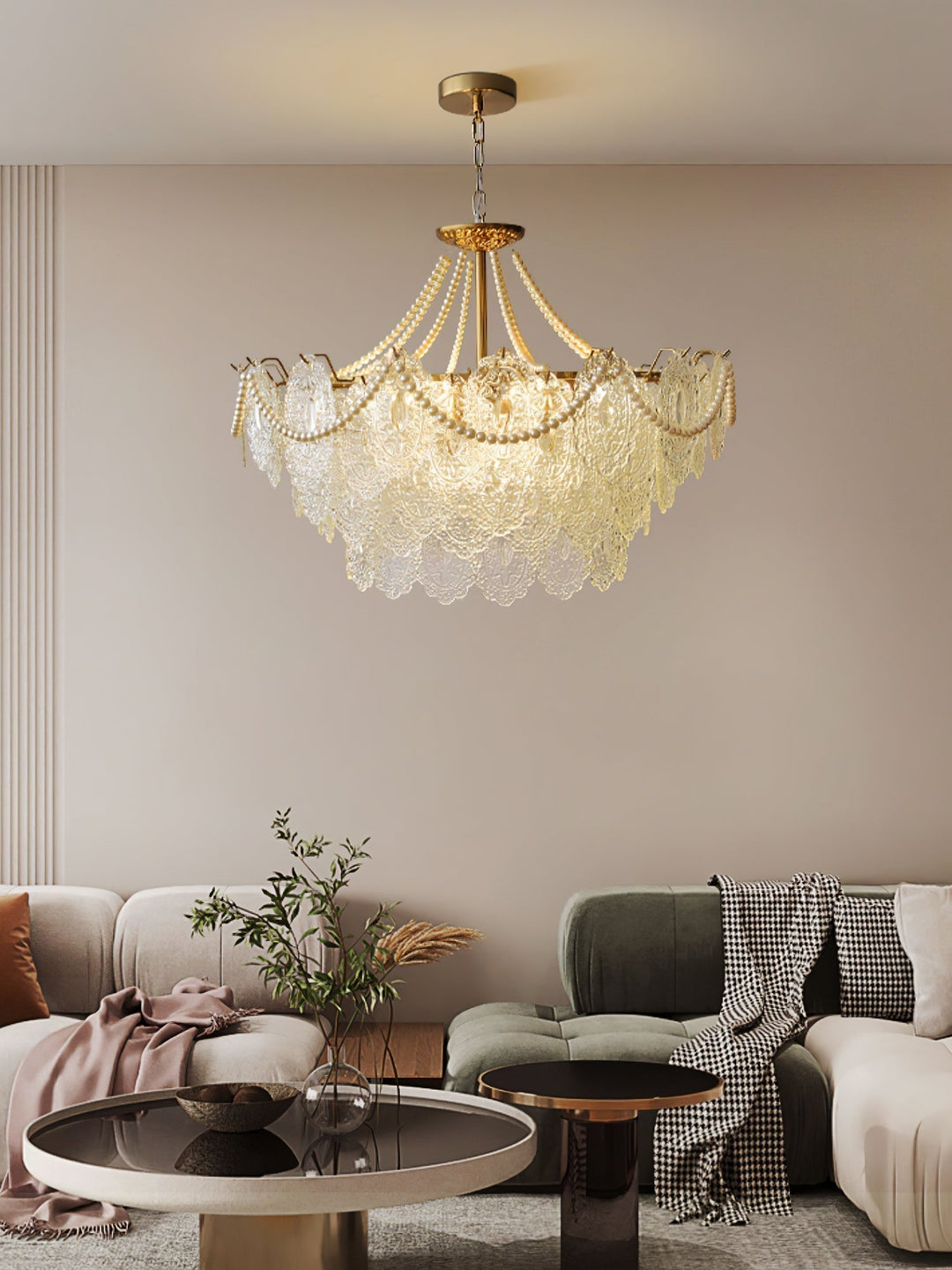 Lustra Chandelier en Perles et Verre Luxe - Neutralighting