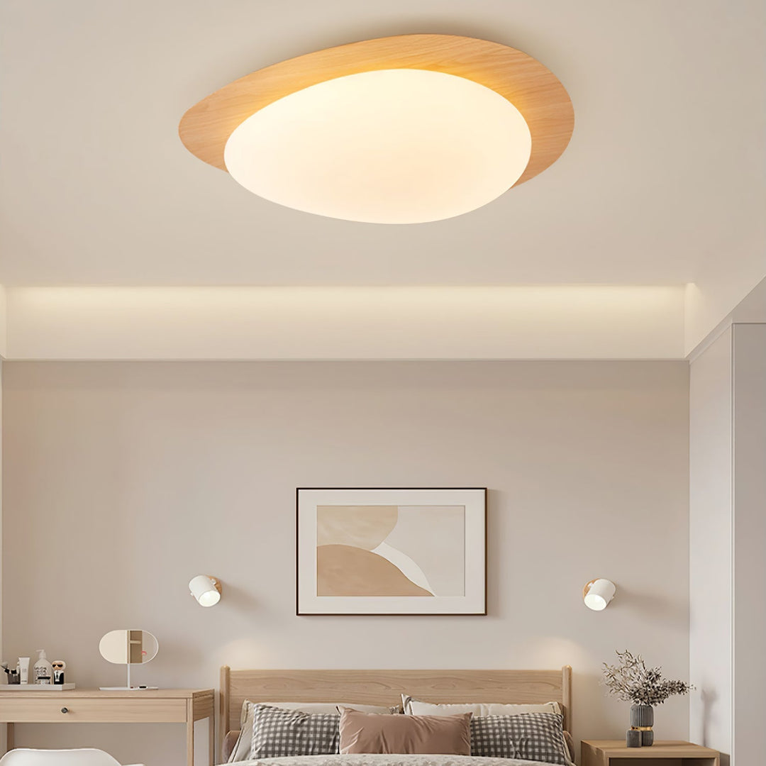 Solara Plafonnier Galet en Noyer Acrylique LED - Neutralighting