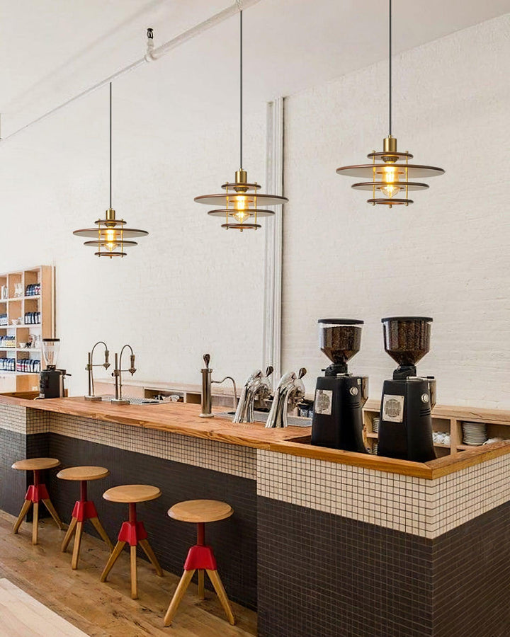 Pendel Lampe Pendante Bois Stratifié Laiton Moderne - Neutralighting