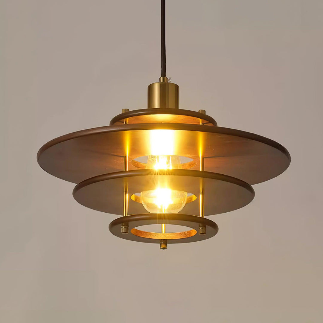 Pendel Lampe Pendante Bois Stratifié Laiton Moderne - Neutralighting