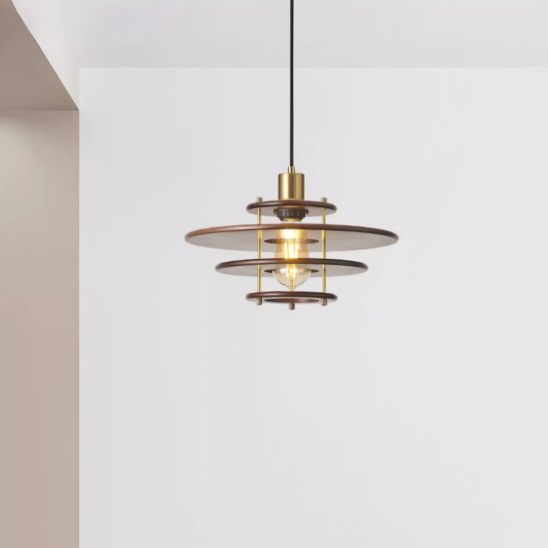 Pendel Lampe Pendante Bois Stratifié Laiton Moderne - Neutralighting