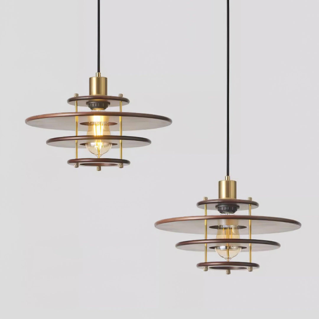 Pendel Lampe Pendante Bois Stratifié Laiton Moderne - Neutralighting