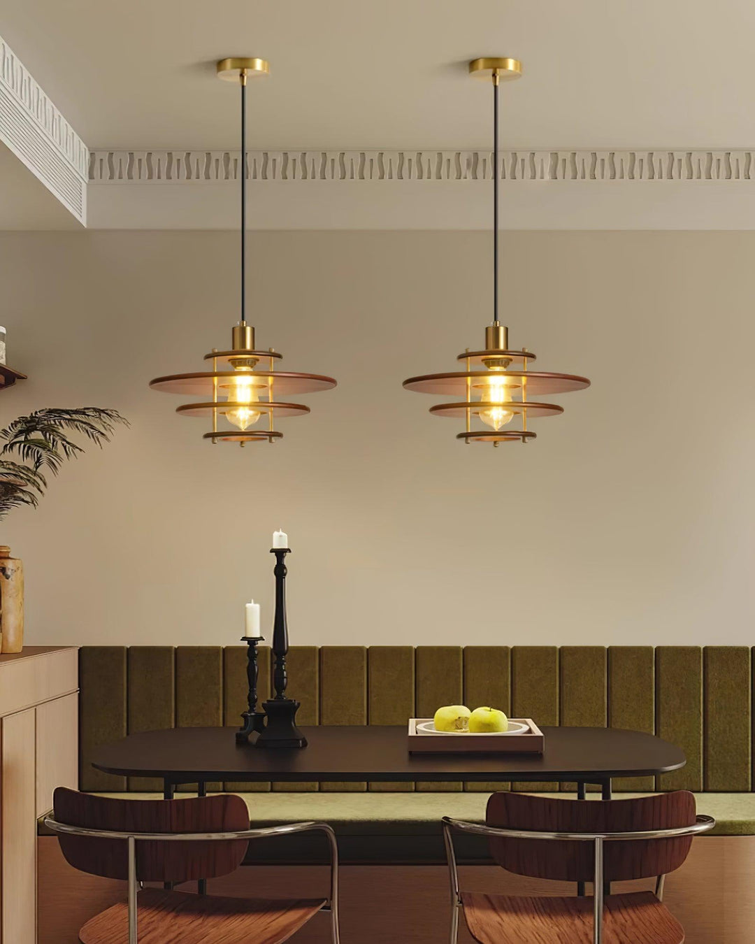 Pendel Lampe Pendante Bois Stratifié Laiton Moderne - Neutralighting