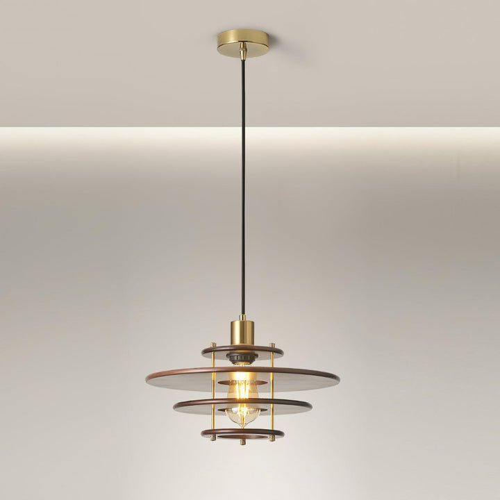 Pendel Lampe Pendante Bois Stratifié Laiton Moderne - Neutralighting