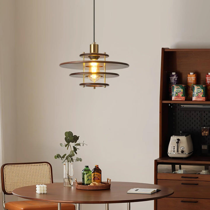 Pendel Lampe Pendante Bois Stratifié Laiton Moderne - Neutralighting