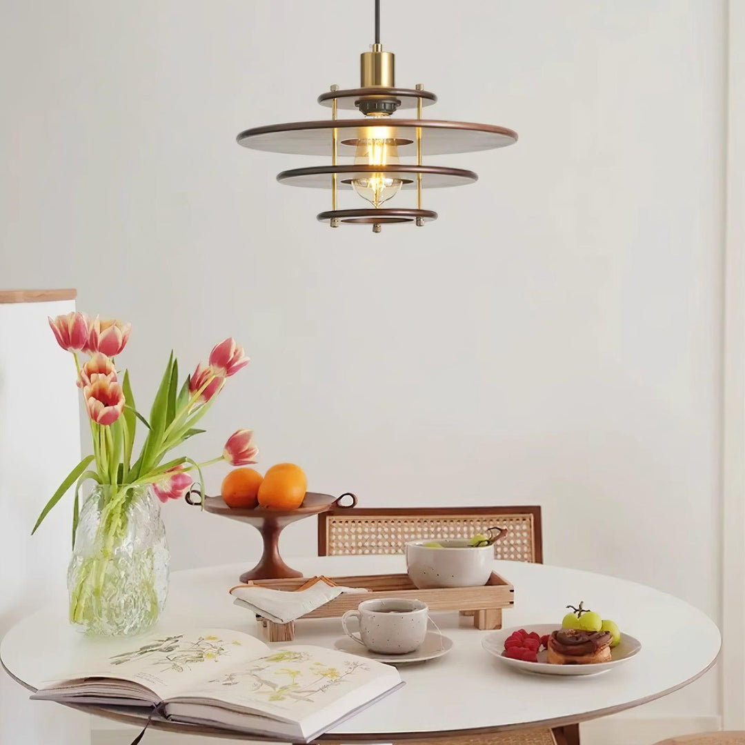 Pendel Lampe Pendante Bois Stratifié Laiton Moderne - Neutralighting