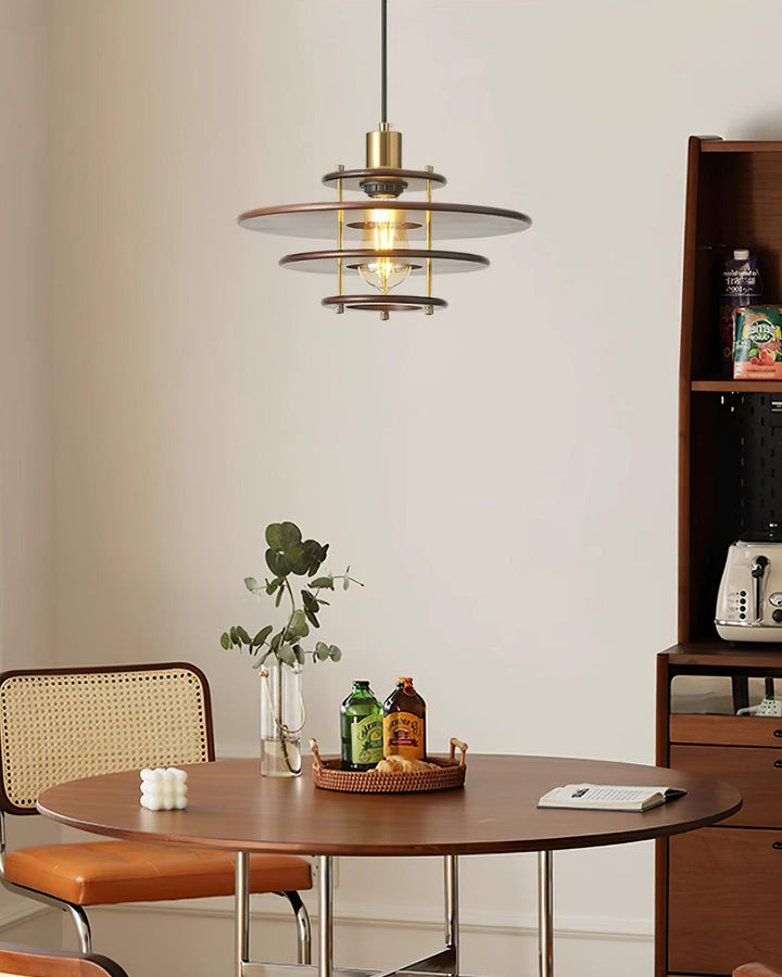 Pendel Lampe Pendante Bois Stratifié Laiton Moderne - Neutralighting