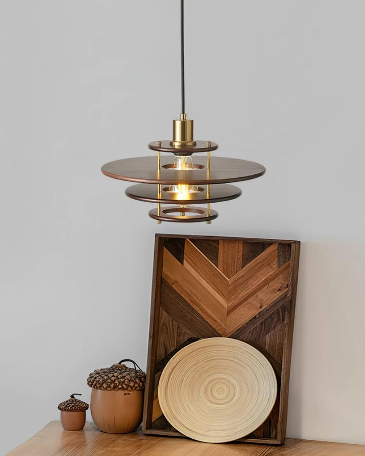 Pendel Lampe Pendante Bois Stratifié Laiton Moderne - Neutralighting