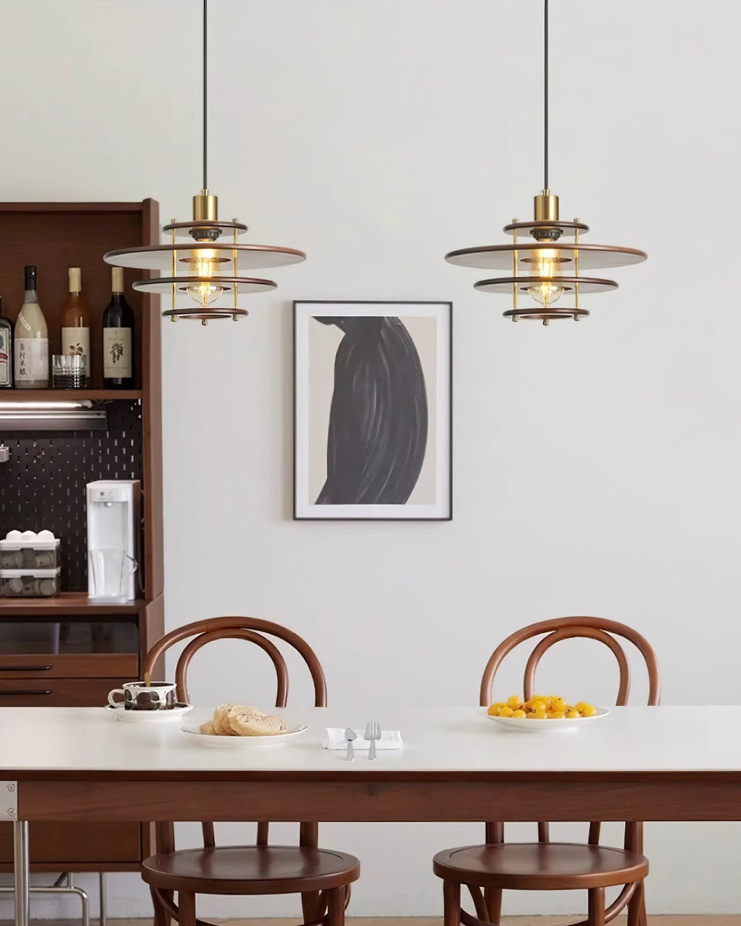 Pendel Lampe Pendante Bois Stratifié Laiton Moderne - Neutralighting