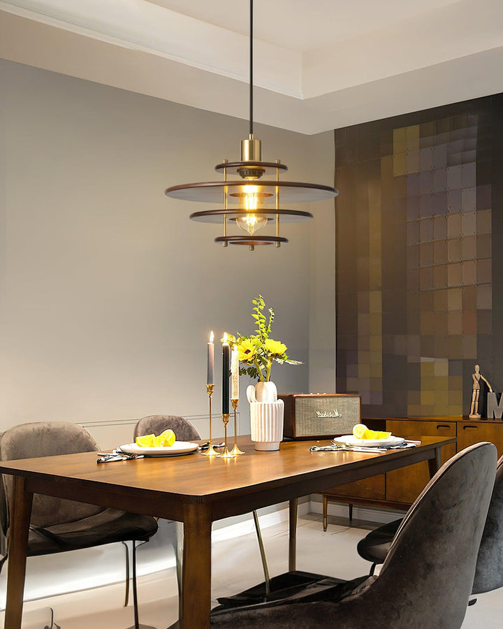 Pendel Lampe Pendante Bois Stratifié Laiton Moderne - Neutralighting