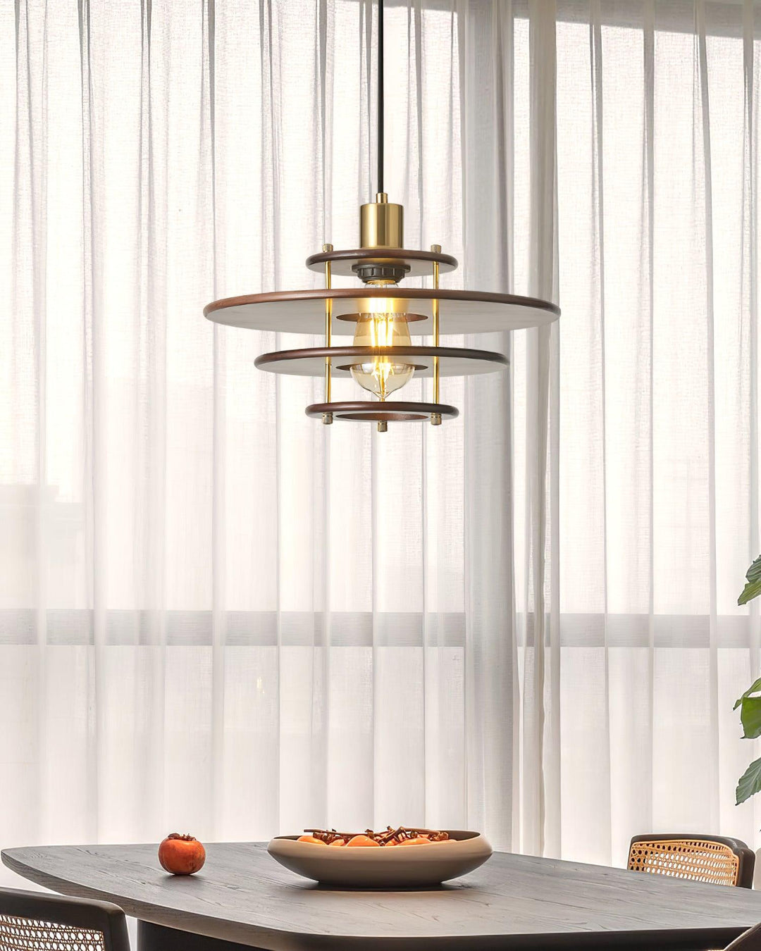 Pendel Lampe Pendante Bois Stratifié Laiton Moderne - Neutralighting