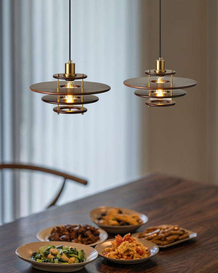 Pendel Lampe Pendante Bois Stratifié Laiton Moderne - Neutralighting