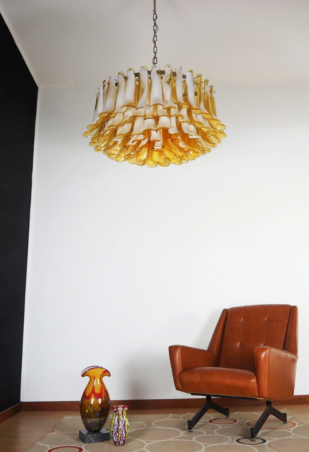 Aurora Chandelier Ambre Verre Murano Pétale Élégant - Neutralighting